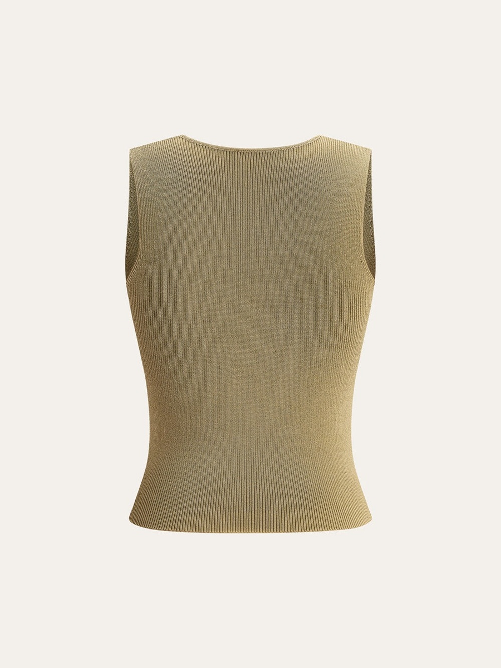 Commense Knit Twist-Front Tank Top Khaki - Picture 2 of 4